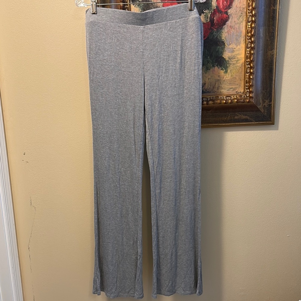 Steve Madden Gray High waist ribbed flair wide leg Pajama pants